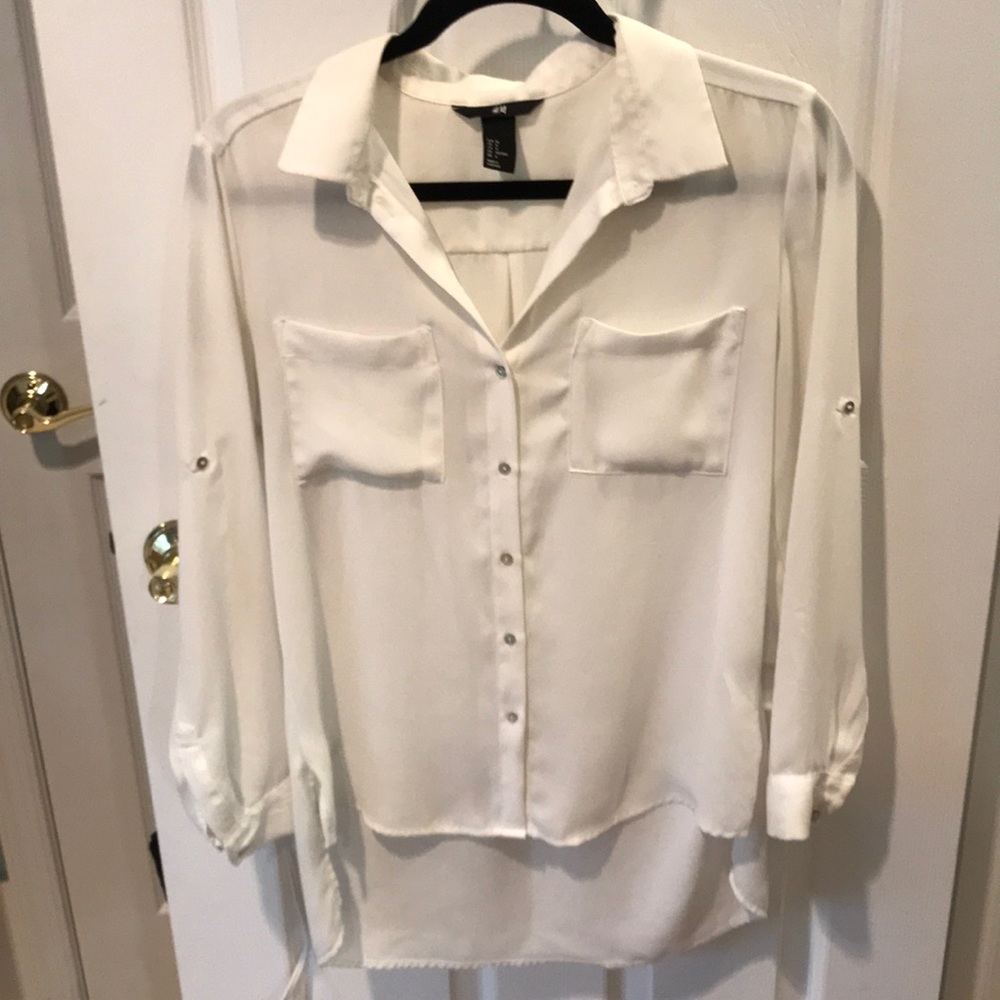 White sheer H&M long sleeves blouse